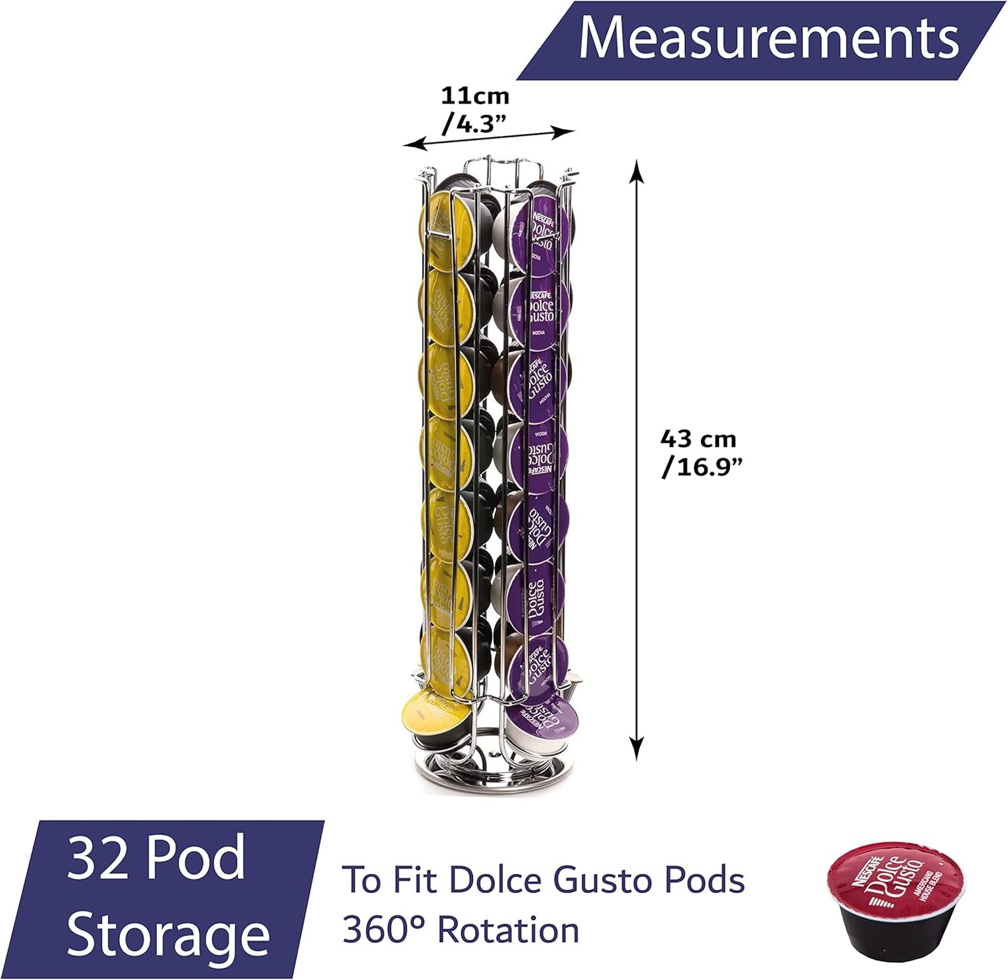 Home Treats Dolce Gusto 32 Coffee Capsule Swivel Tower